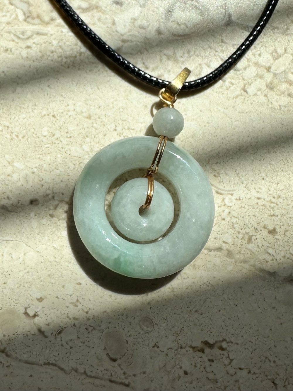 Natural Light Green Jadeite Jade Double Peace Buckle Pendant